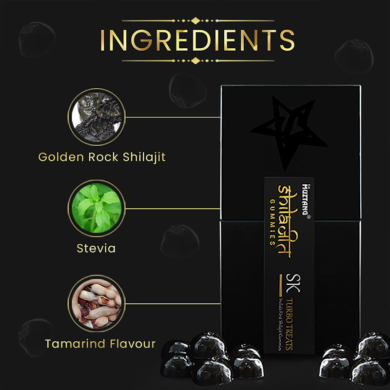 Turbo Treats Shilajit Gummies - Made from 100% Pure Golden Rock Shilajit Sourced from the Himalayas. Contains 78%+ Fulvic Acid
